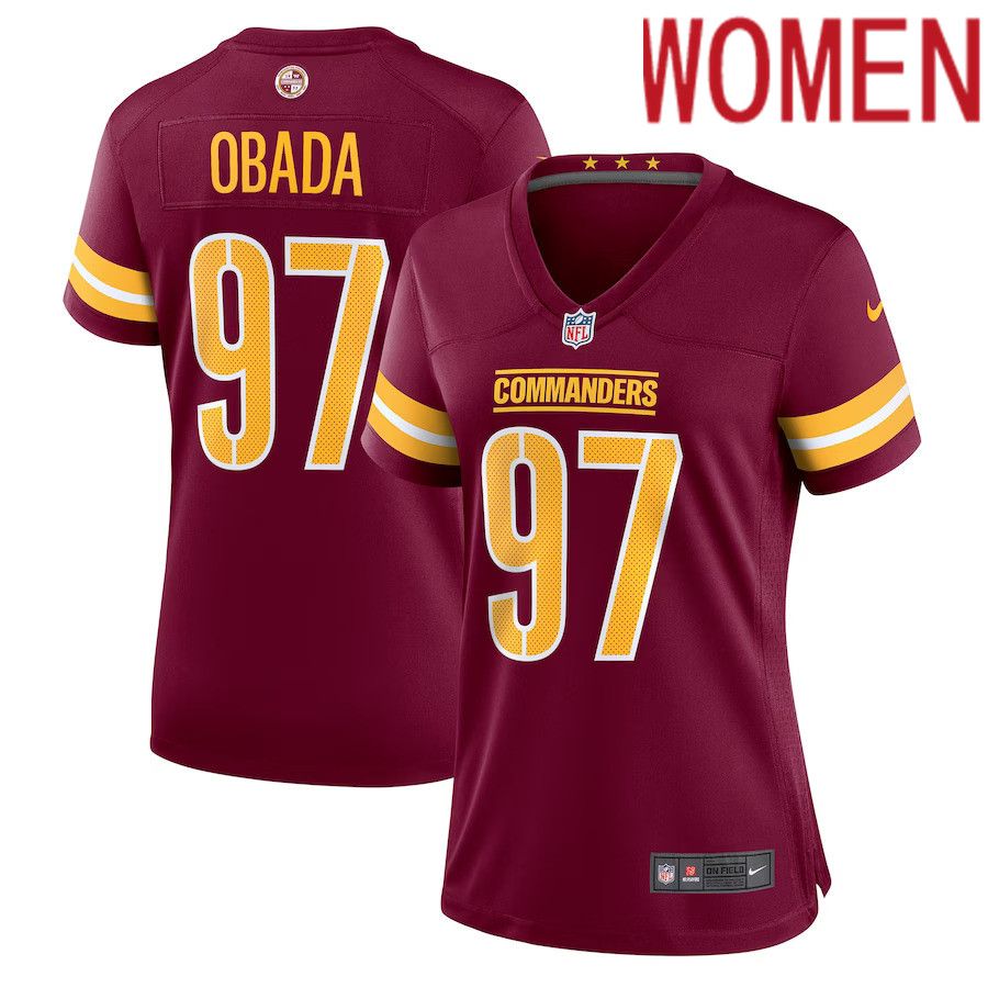 Women Washington Commanders 97 Efe Obada Nike Burgundy Game NFL Jersey